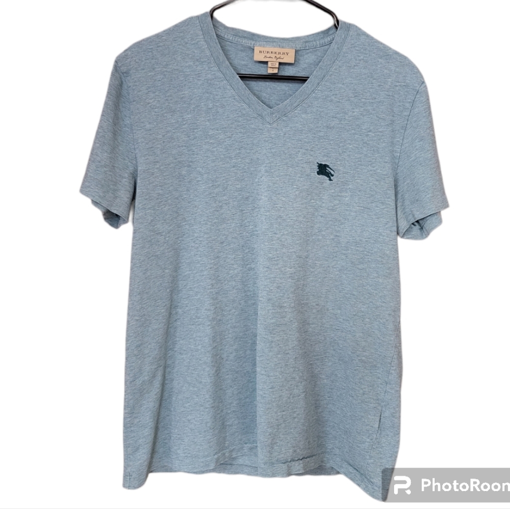 Burberry Green V Neck Tee Shirt